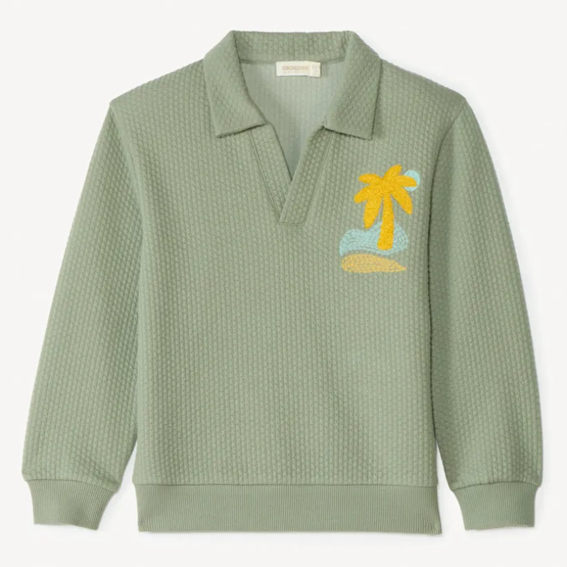 Sweatshirt met plissé-effect en polo-kraag jongens