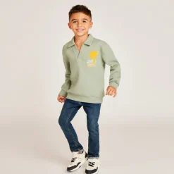 Sweatshirt met plissé-effect en polo-kraag jongens