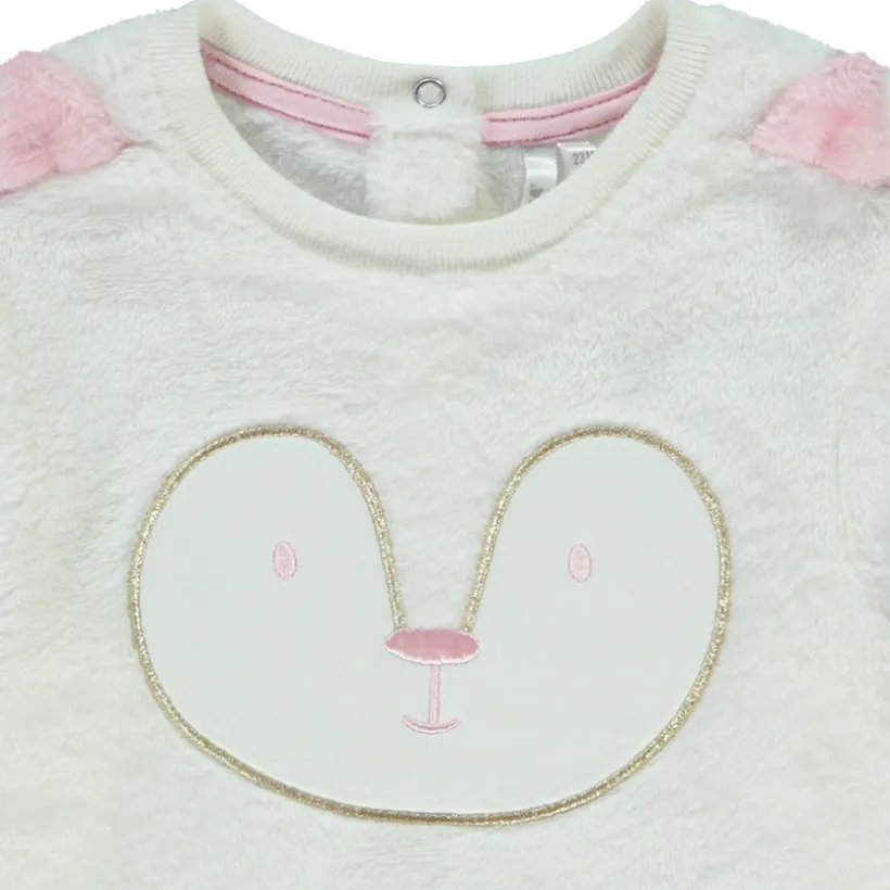 Sweatshirt sherpa met borduursels en oren meisjes