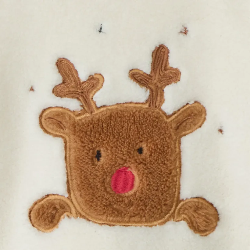 Sweatshirt sherpa met een kerst rendier patch voor babyjongens