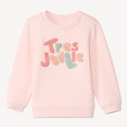 Sweatshirt van fleece met 3D lusjespatches voor babymeisje