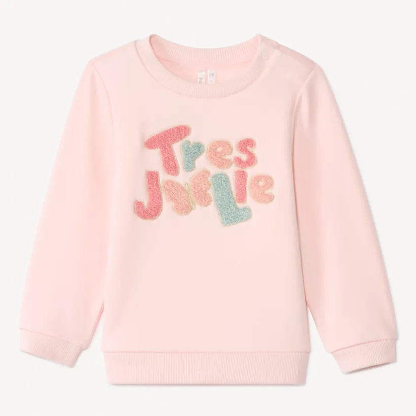 Sweatshirt van fleece met 3D lusjespatches voor babymeisje