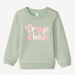 Sweatshirt van fleece met 3D lusjespatches voor babymeisje