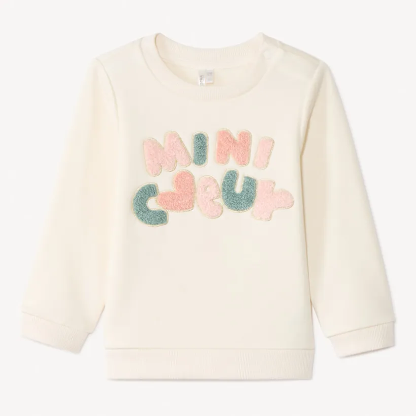 Sweatshirt van fleece met 3D lusjespatches voor babymeisje