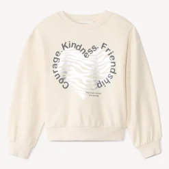 Sweatshirt van fleece met oversized pasvorm en zilveren hartpatroon meisjes