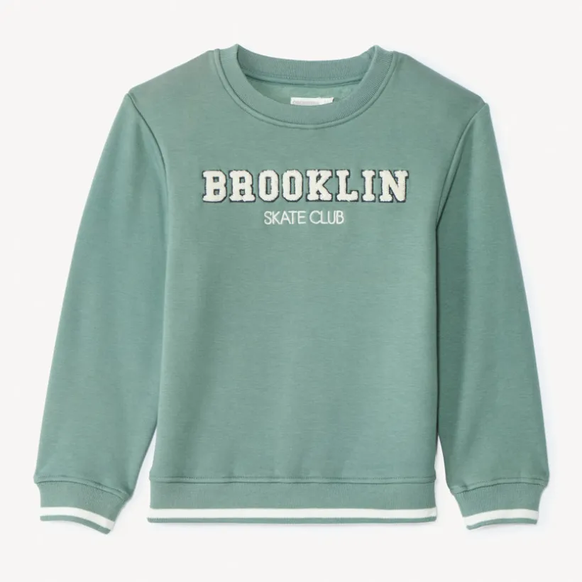 Sweatshirt van fleece met patchletters in lussen jongens