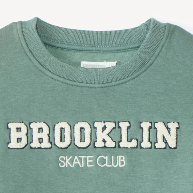 Sweatshirt van fleece met patchletters in lussen jongens