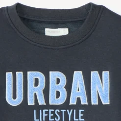 Sweatshirt van fleece met patchletters in lussen jongens
