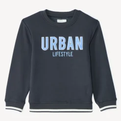 Sweatshirt van fleece met patchletters in lussen jongens