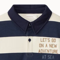 Sweatshirt van fleece met strepen en poloshirtkraag jongens