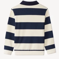 Sweatshirt van fleece met strepen en poloshirtkraag jongens