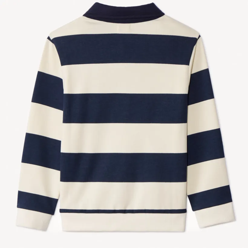 Sweatshirt van fleece met strepen en poloshirtkraag jongens
