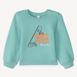 Sweatshirt van gewatteerde fleece met skatemotief voor babyjongen