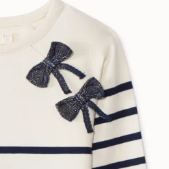 Sweatshirt van molton in marinière-stijl met knopen meisjes