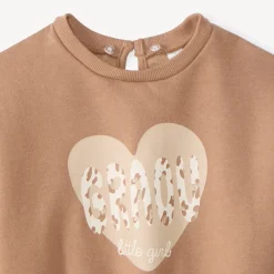 Sweatshirt voor meisjes met oversized pasvorm en afneembare Claudine kraag met fantasiedruk.