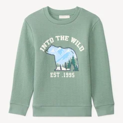 Sweat voor jongens in textuurgebreide stof met fantasieprint