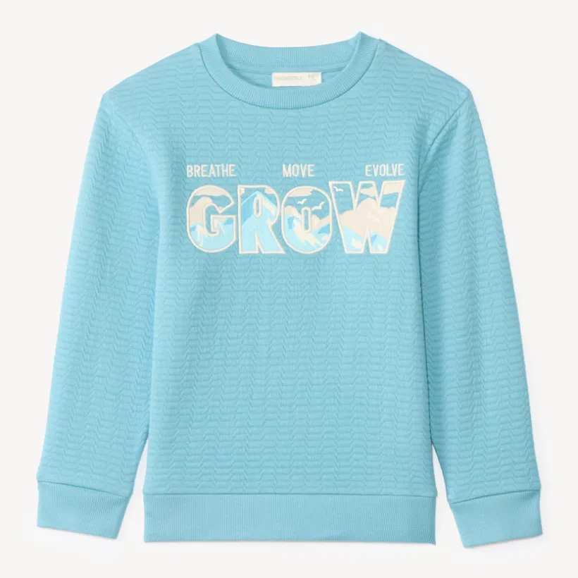 Sweat voor jongens in textuurgebreide stof met fantasieprint