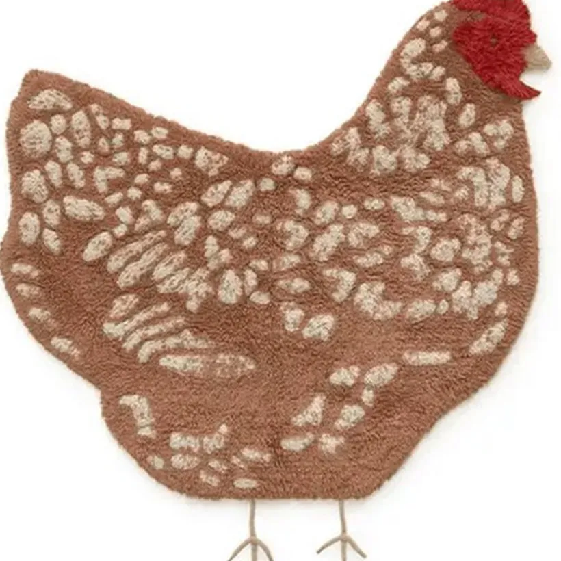 Tapijt katoen wasbaar 110x100cm Animals Chicken