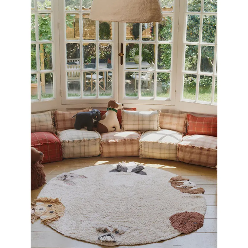 Tapijt katoen wasbaar 140x140cm Dogs