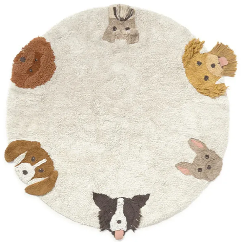 Tapijt katoen wasbaar 140x140cm Dogs