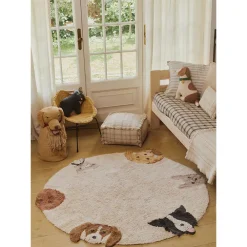 Tapijt katoen wasbaar 140x140cm Dogs