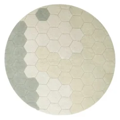 Tapijt rond wasbaar Honeycomb Blue Sage