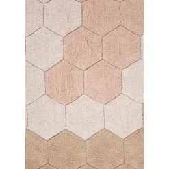 Tapijt rond wasbaar Honeycomb Rose