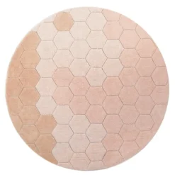Tapijt rond wasbaar Honeycomb Rose