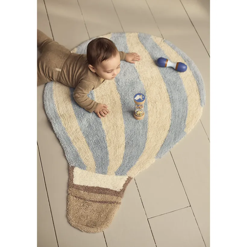 Tapijt wasbaar 104x74cm Luchtballon Parel blauw