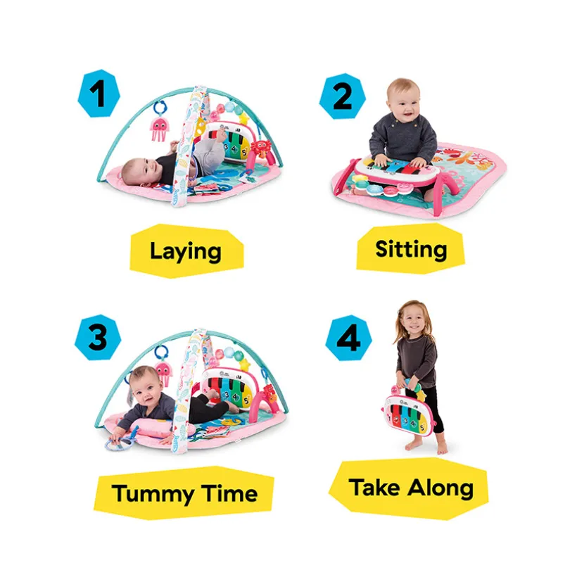 TAPIS D'EVEIL 4 EN 1 KICKIN TUNES MEDUSE ROSE