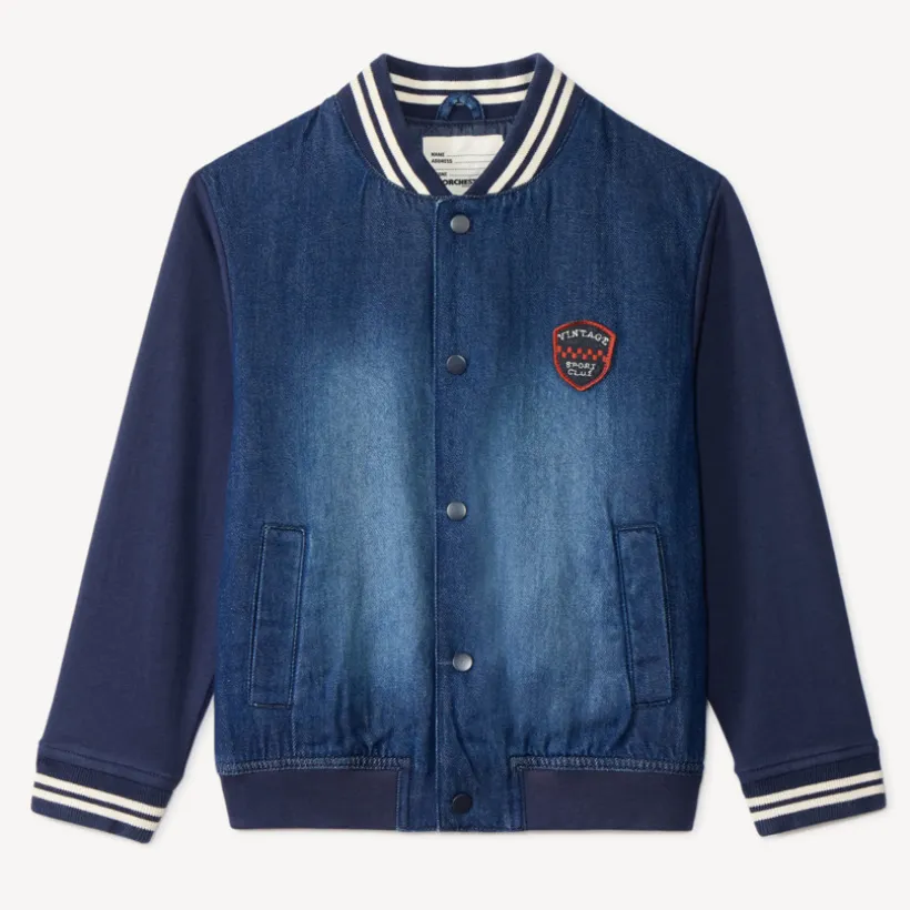 Teddyjas jongens van bi-materiaal, denim en fleece