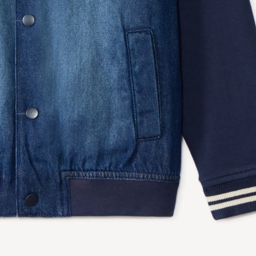 Teddyjas jongens van bi-materiaal, denim en fleece