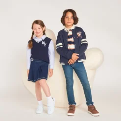 Teddyjas jongens van bi-materiaal, denim en fleece