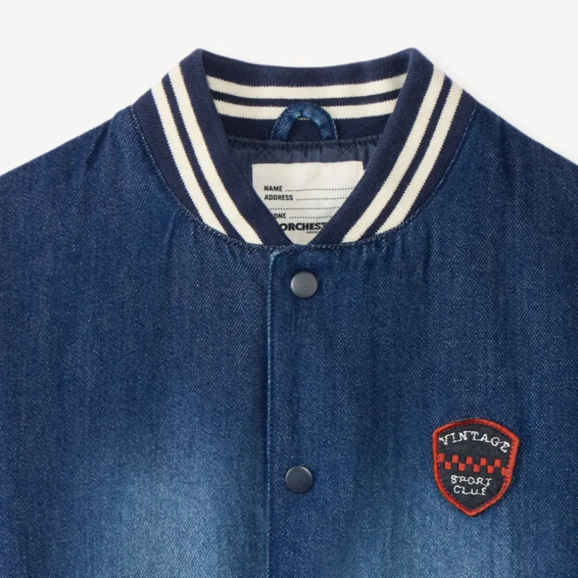 Teddyjas jongens van bi-materiaal, denim en fleece