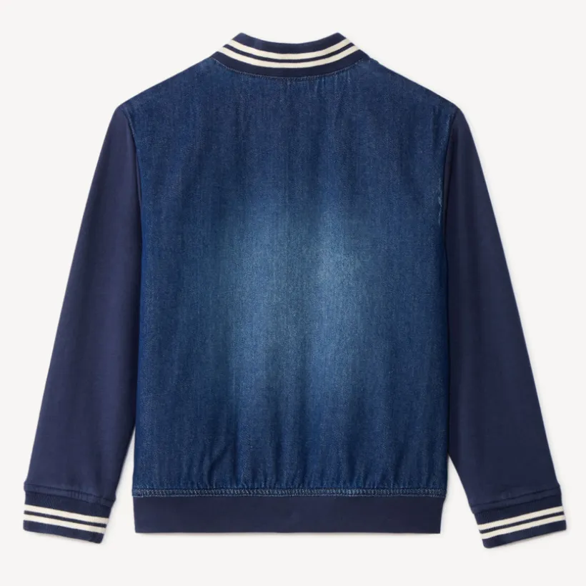 Teddyjas jongens van bi-materiaal, denim en fleece