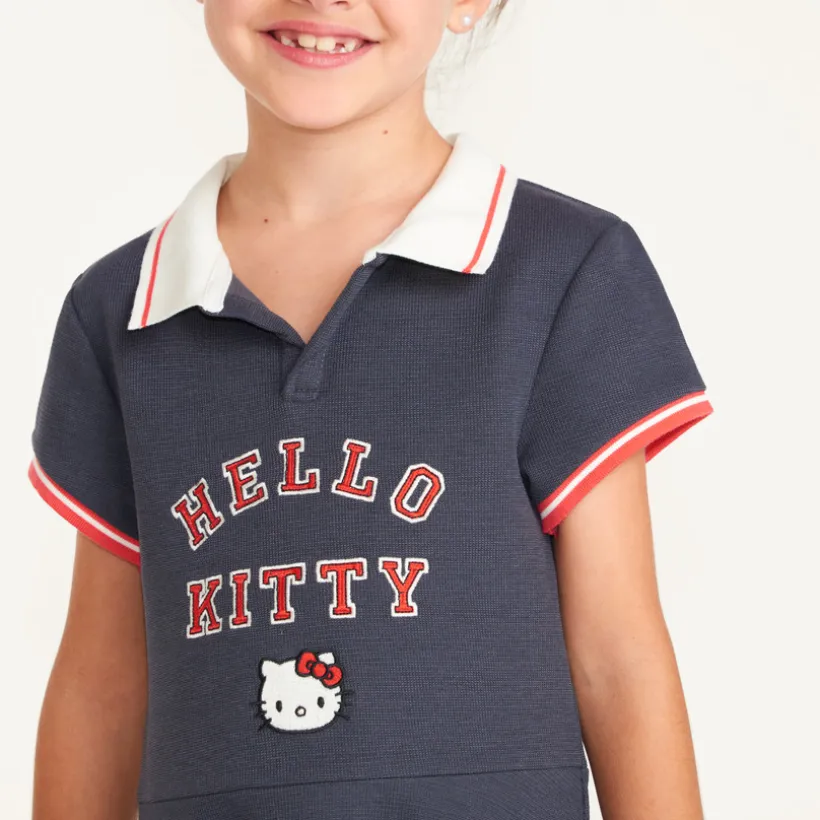 Tennisjurk voor meisjes met korte mouwen en Hello Kitty borduursel