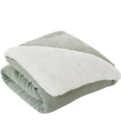 Tetra deken met dubbele sherpa 80 x 80 cm groen
