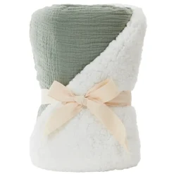 Tetra deken met dubbele sherpa 80 x 80 cm groen