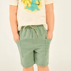 Textured cotton bermuda shorts for baby boy