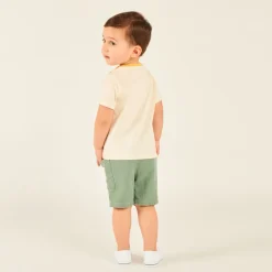 Textured cotton bermuda shorts for baby boy