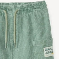 Textured cotton bermuda shorts for baby boy