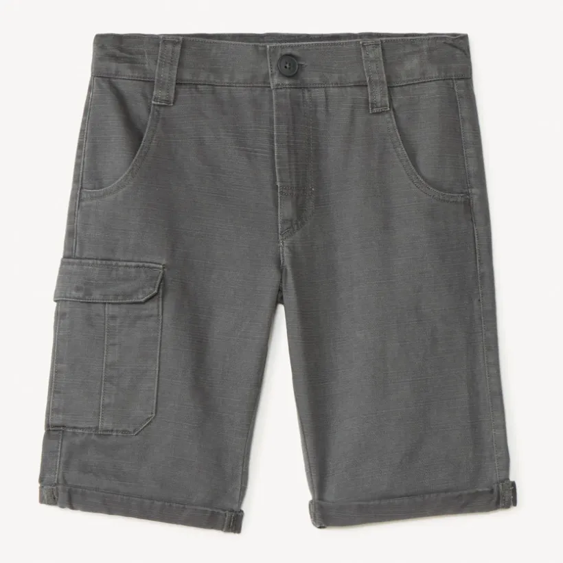 Textuur canvas bermuda met cargo-achtige zak jongens