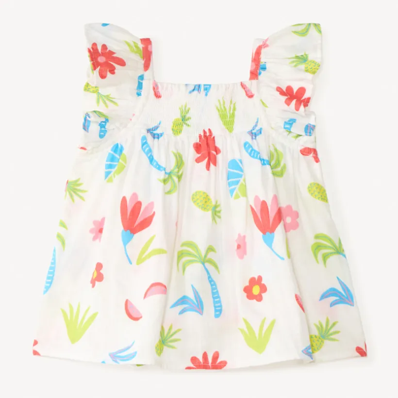 Tropical gekleurde volanttop met schouderbandjes meisjes