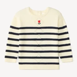 Trui gebreid met fantasiepatroon in maritieme stijl voor babymeisjes