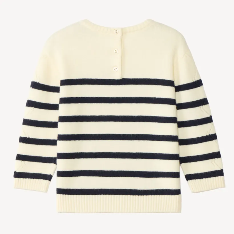 Trui gebreid met fantasiepatroon in maritieme stijl voor babymeisjes