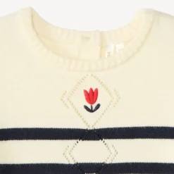 Trui gebreid met fantasiepatroon in maritieme stijl voor babymeisjes