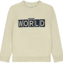 Trui in effen breiwerk print World voor jongen