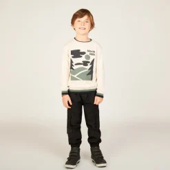 Trui in gebreide jersey met print en fluwelen voering jongens