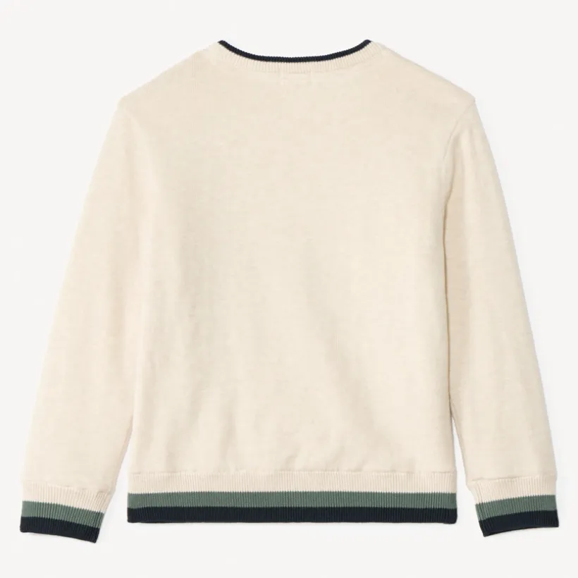 Trui in gebreide jersey met print en fluwelen voering jongens