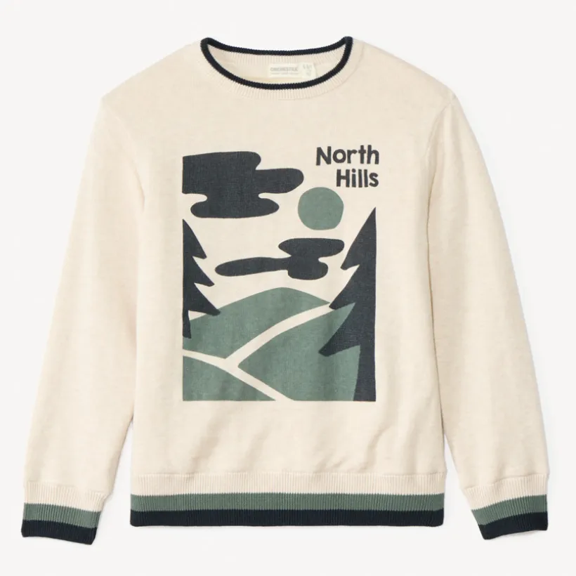 Trui in gebreide jersey met print en fluwelen voering jongens
